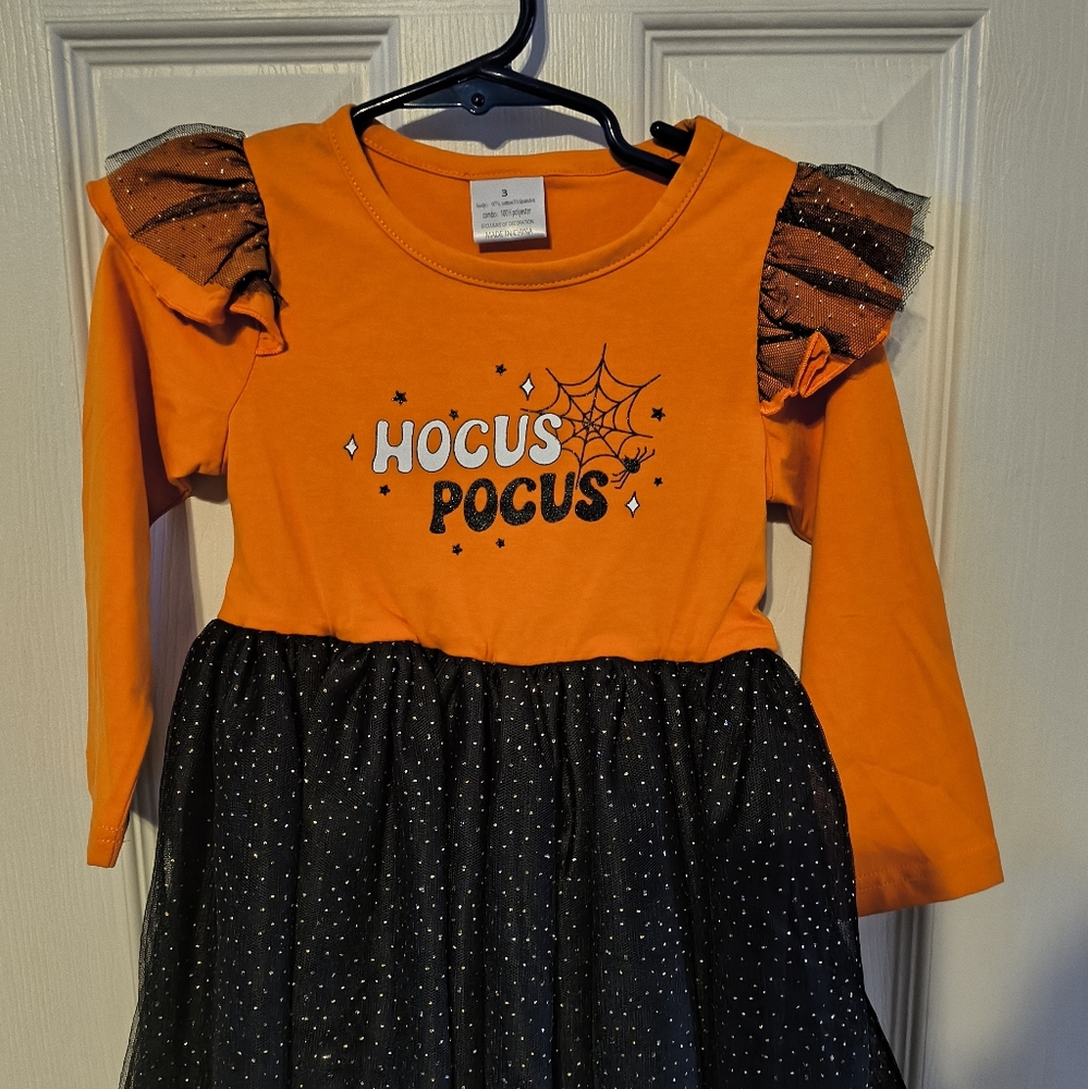 Hocus Pocus Halloween Kids Dress - Orange and Black